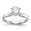 Solid Platinum 1.5ct. Medium-Weight Comfort Fit 6-Prong Ring Band with CZ Cubic Zirconia Size 7