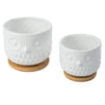 thumbnail image 2 of K-Cliffs Owl Succulent Planter, White  Planter Pots with Drainage Hole and Bamboo Saucer, Set of 2, 2 of 5