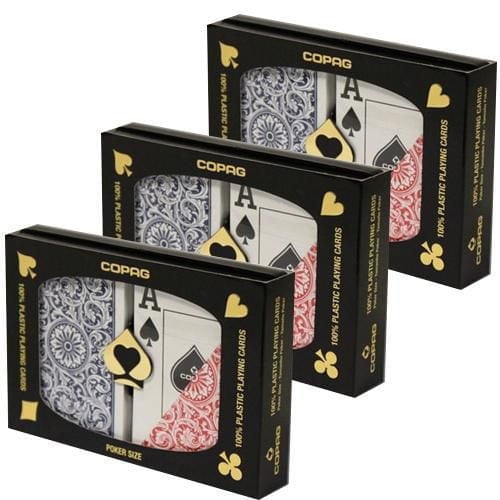 Packs of Copag cards 100% Plastic -Poker size / Jumbo index / Red & Blue