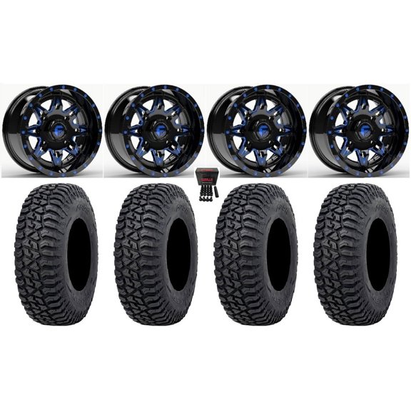 Fuel Lethal 15" Wheels Blue 32" Tricera Tires Polaris RZR XP 1000 / PRO XP / Ranger XP 900/1000