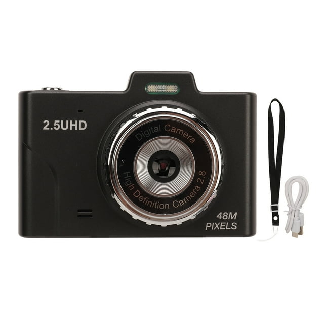 Cámara HD de 48MP Pantalla IPS de 2,8 pulgadas Cámara digital portátil amigable para los ojos Cámara CCD digital para niños Negro