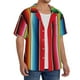 thumbnail image 2 of Balery Mexican Serape Blanket Stripes Camisa Casual de Manga Corta con Botones para Hombre, Texturizada, Estilo Cubano, para Playa, Verano-Large, 2 of 5