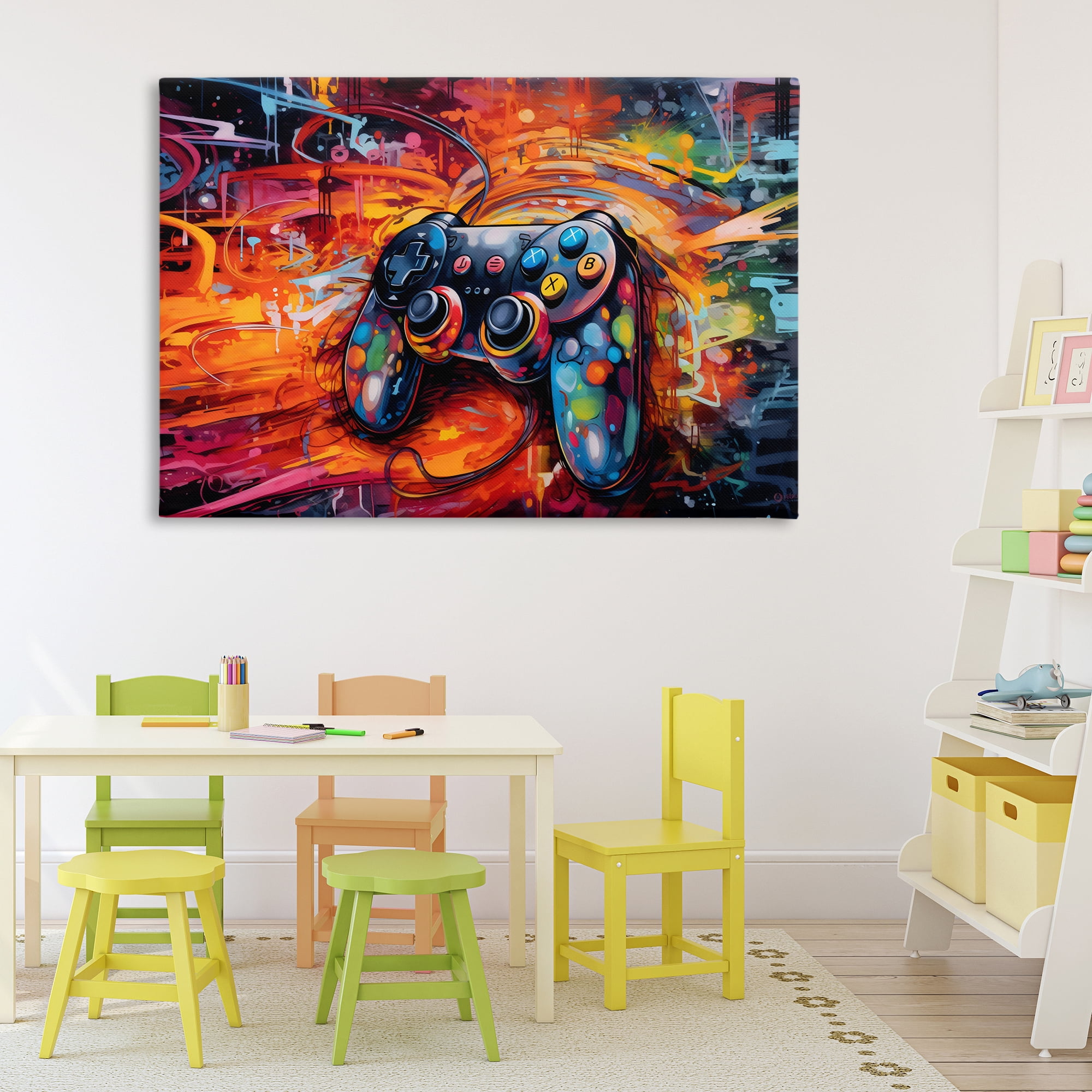 Stupell Industries Gaming Swirl Controller Energy Canvas Wall Art, design by Creative Studio