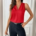 thumbnail image 2 of Ktyne Tank Top Blouses for Women Business Casual Sleeveless Blouses To Wear Under Blazers V Neck Vest Summer Fashion Work Tank Tops Red XL, 2 of 7
