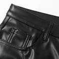 thumbnail image 6 of Men's PU Leather Casual Pants Slim Fit Comfortable Trousers for Party Sportswear Stylish Motorcycle Fashion Men's Pants Relaxed Fit Dress Navy Stretch Waist, 6 of 7