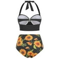 thumbnail image 4 of ICHUANYI Womens Floral Print High Waist Crop Tops+Shorts Two Piece Swimwear HalterBeachwear New Fashion, 4 of 6