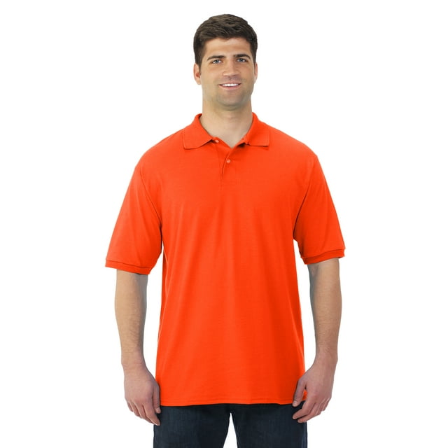 Jerzees Mens SpotShield Short Sleeve Jersey Sport Shirt, L, Burnt Orange