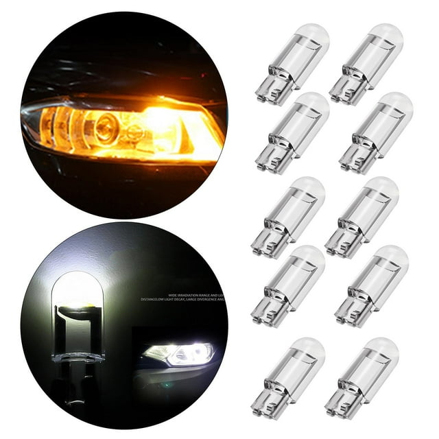 10-Pack T10 High Bright COB lighting led Bulbs Replacement for Car Interior Lights License Plate Accessories Parts Yellow Lighting