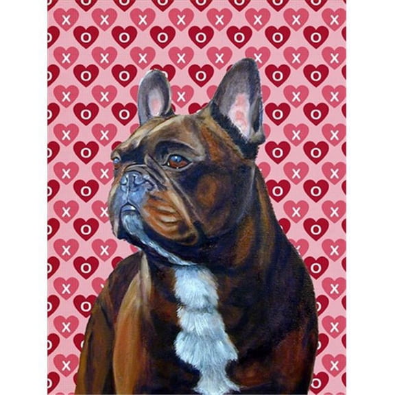 11 x 15 in. French Bulldog Hearts Love And Valentines Day Portrait Flag Garden Size