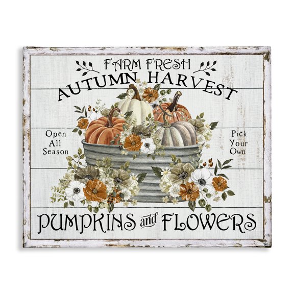 Stupell Industries Rustic Lodge Farm Fresh Harvest Pumpkin Canvas Art, 20 x 16, by Creatif Belle