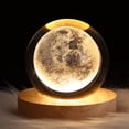 thumbnail image 4 of Luz de Noche de Bola de Cristal ANGGREK Luz Suave Patrón Claro con Base de Madera, 4 of 7