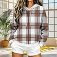 thumbnail image 5 of Womens Graphic Hoodies Drawstring Loose Pullover Hooded Sweatshirts with Pocket Drop Shoulder Long Sleeve Tops (S, Brown-Plaid), 5 of 5