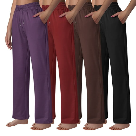 Women's High Waist Lounge Pants Wide Leg Yoga Sweatpants Loose Casual Pockets Drawstring Workout Joggers Pants