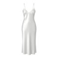thumbnail image 6 of Women's Satin Long Slip Nightgown, JIANLAI Lace V Neck Spaghetti Strap Midi Sleep Dress, Solid Color Silky Night Dress for Daily Loungewear, 6 of 6
