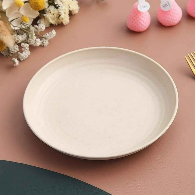 YOPTOP Wheat Straw Plates - Reusable Unbreakable Plate Set - Dishwasher & Microwave Safe - Perfect for Dinner Dishes Dark Green,beige