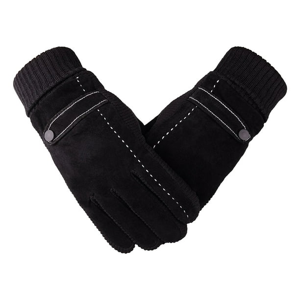 Guantes de invierno de cuero Minnieouse para hombre térmicos antideslizantes Tamaño libre Negro AP013050-01