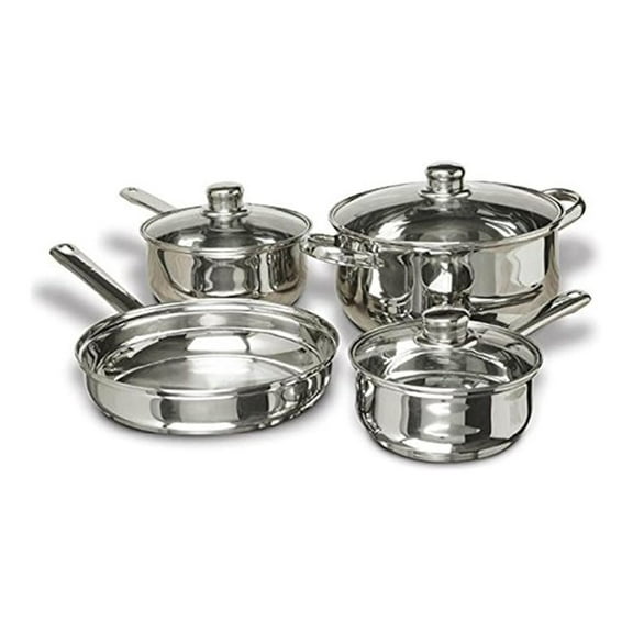 Cookware 7-Piece Stainless Steel Cookware Set, includes Pots and Pans