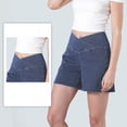thumbnail image 5 of vigerkar High Waisted Jeans Shorts for Women Stretchy Shorts Crossover Denim Summer Short Pants with Pockets Summer (Dark Blue, S), 5 of 7