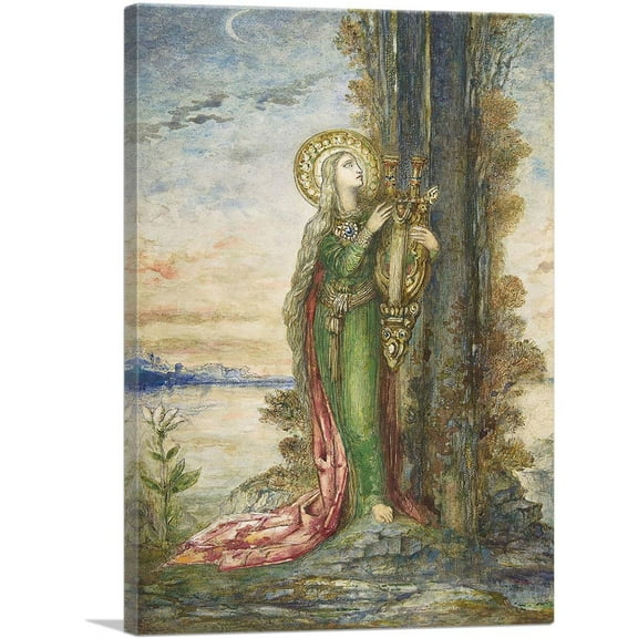 ARTCANVAS Saint Cecilia 1890 Canvas Art Print by Gustave Moreau - Size: 26" x 18" (0.75" Deep)