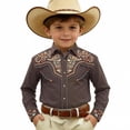 thumbnail image 3 of Yiyuu Boys Western Cowboy Shirt Vintage Casual Long Sleeve Button Down Shirt, Sizes 4-13, 3 of 3