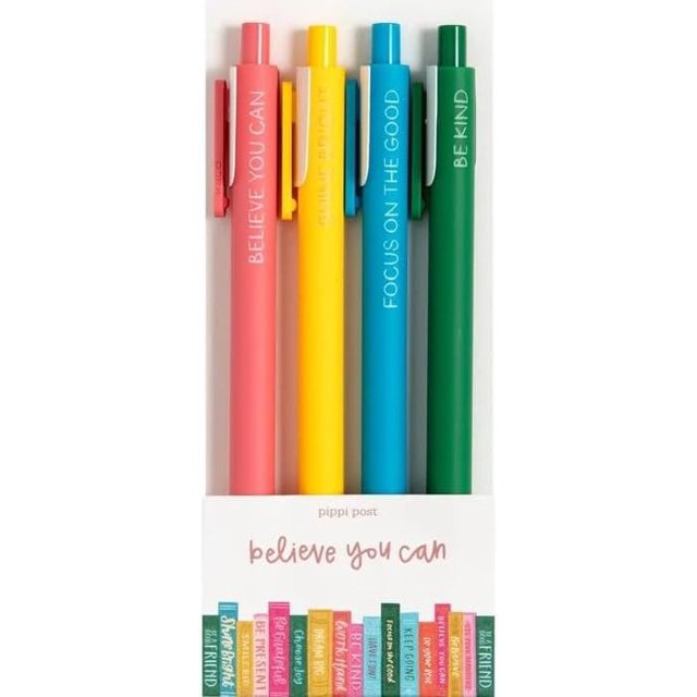 Xianyou-croyez Que Vous Pouvez Stylos Colorés pour Prendre des Notes, Stylos Gel Motivationnels pour Journaling, Ensemble de 4 Stylos Rétractables Style Clic, Stylo Étudiant Ou Enseignant, Cadeau Inspirant