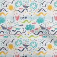 thumbnail image 1 of oneOone Rayon White Fabric Ocean Life Craft Projects Decor Fabric Printed By The Yard 56 Inch Wide, 1 of 5