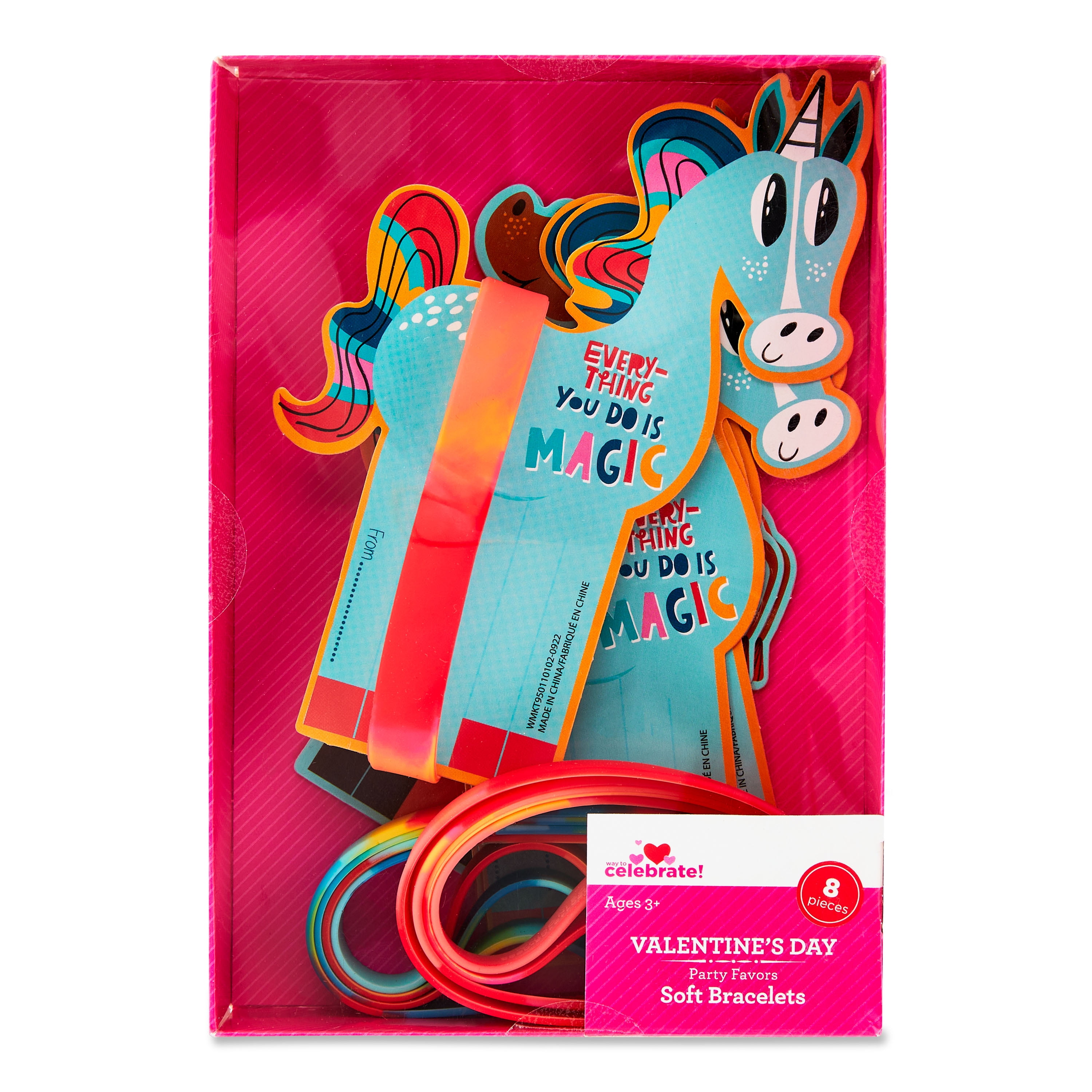 WAY TO CELEBRATE! Way To Celebrate 8 Soft Bracelet, Multi Colors, Party Favors, 8 Counts, Valentine's Day
