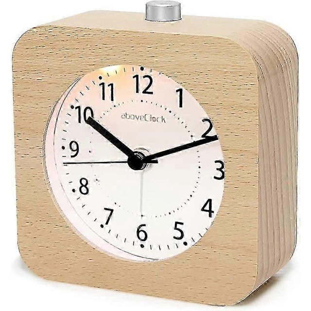Battery Operated Morning Alarm Clock,aboveClock Wood Alarm Clock Analog Travel Alarm Clock Quiet Non