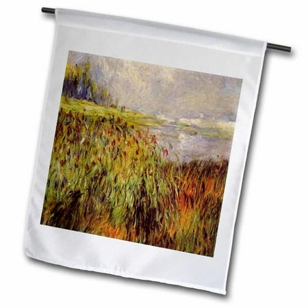 3dRose Image of Renoir Painting Bulrushes on the Seine Polyester 1 6   x 1  Garden Flag