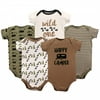 Luvable Friends Baby Boy Cotton Bodysuits 5pk, Happy Camper, 3-6 Months