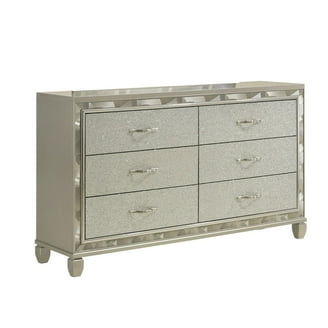 Benjara Bet 58 Inch Tall Dresser Chest, 5 Rhinestone Drawers