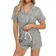 thumbnail image 2 of Lixiuxyad Pajama Womens Womens Pajamas Set Short Sleeve Sleepwear Button Down Nightwear Shorts Soft Home Wear Sets, 2 of 5