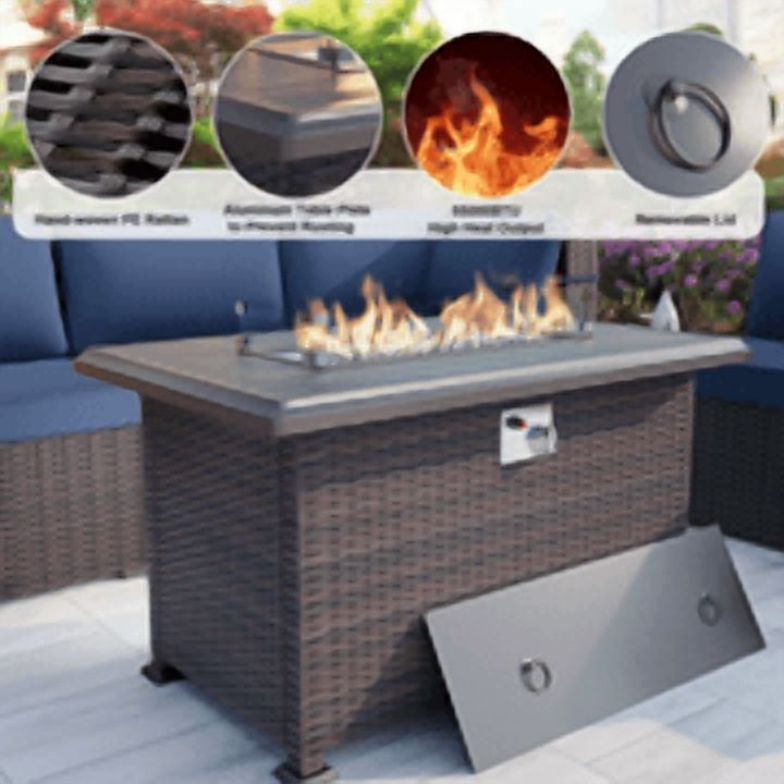 ALAULM 7 Piece Patio Furniture Sets, Outdoor Patio Sectional Outdoor Furniture Set, W/Coffee Table & Thick Cushions, Navy Blue
