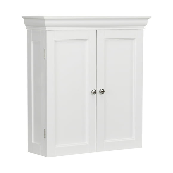 Teamson Home Bathroom Cabinet Wall Mounted 2 Contemporary Design Doors Shelves White