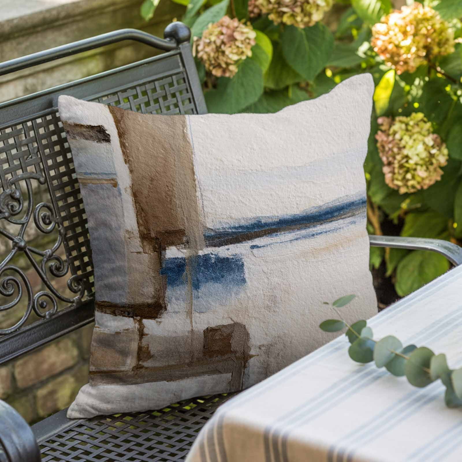 Throw Pillow Covers, Beige Brown Blue 26x26 Pillow Covers for Couch/Sofa/Bed, Vintage Abstract Mottled Texture Decorative Square Linen Cushion Pillowcase for Home Decor