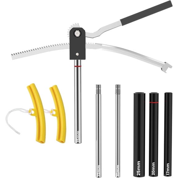 All-In-One Dirt Bike Tire Changer Kit - Fits 16" to 21" Wheels, Includes 15/17/20/25mm Axles, Silver