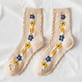 thumbnail image 2 of Diufon Women's Knitted Cotton Socks Vintage Floral Pattern Print Crew Socks Casual Soft Home Middle Tube Socks, 2 of 4