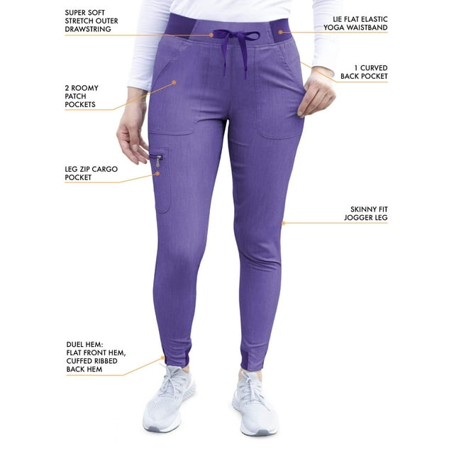 Adar Pro Heather Modern Athletic Scrub Set For Women - Modern V-Neck Scrub Top & Yoga Jogger Scrub Pants