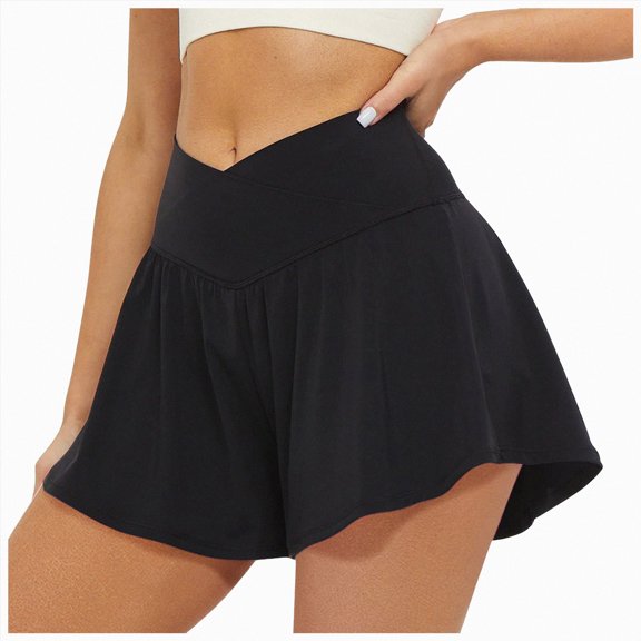 KPOPLK Womens Running Shorts with Liner Womens Summer Butterfly Athletic Shorts Quick Dry Shorts with Pockets for Walking Gym Hiking Size XL,Black