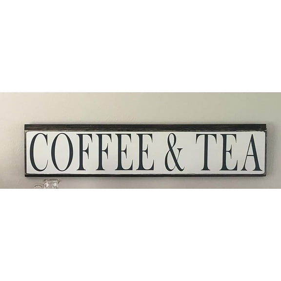 Cskhip Coffee & Tea Shiplap Wood Sign, Shiplap,Coffee,Tea,Coffee Bar,Rustic Home Decor,Country Home Decor,Hot Drinks Kitchen Kitchen Decor Wood Signs with Quotes Wood Sayings Signs 4x16 inch