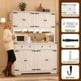 thumbnail image 6 of ANPOO 71" Tall Farmhouse Kitchen Pantry Cabinet with LED Light, Power Outlet & 4 Doors with Door-mounted Storage, Large Freestanding Storage Hutch with Open Countertop for Dining Room, Living Room, 6 of 9