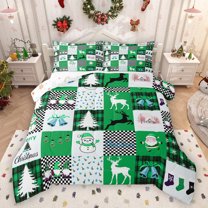 Homewish Christmas Snowman Reindeer Bedding Comforter Set, Cartoon Gnome Santa Claus Twin Comforter Sets, Teens Kids Boys Girls Reversible Bedding Set, Breathable Home Decor, 2pcs