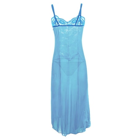 

Gaiseeis Fashion Women Look Sexy out Clubwear Dress Nightdress Sexy Underwear Nightdress Blue 5XL