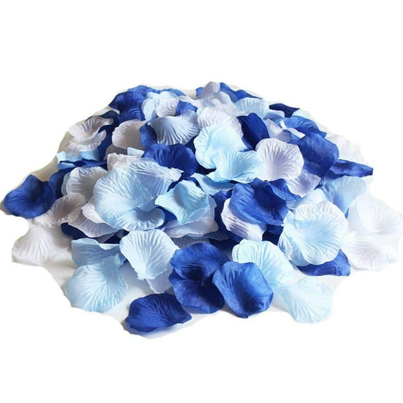 ALLHEARTDESIRES Mixed Blue and White Artificial Silk Flower Rose Petals for Wedding Aisle Decorations Flower Girl Scatter Petals Table Centerpieces (1 200)