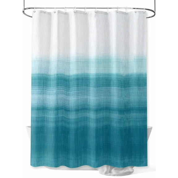 Teal White Shower Curtain, Abstract Brush Stroke Bathroom Decor Curtains Set with Hooks, Waterproof Fabric Home Accessories， Stall 36 X 72 Inch