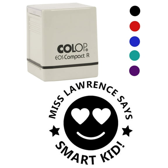 Printtoo Personalized Teachers Stamp Smart Kid! Teachers Name Self-Inking Rubber Stamp Teacher's Remark For Students Classroom & Homework Supplies,Black - 30 x 30 mm