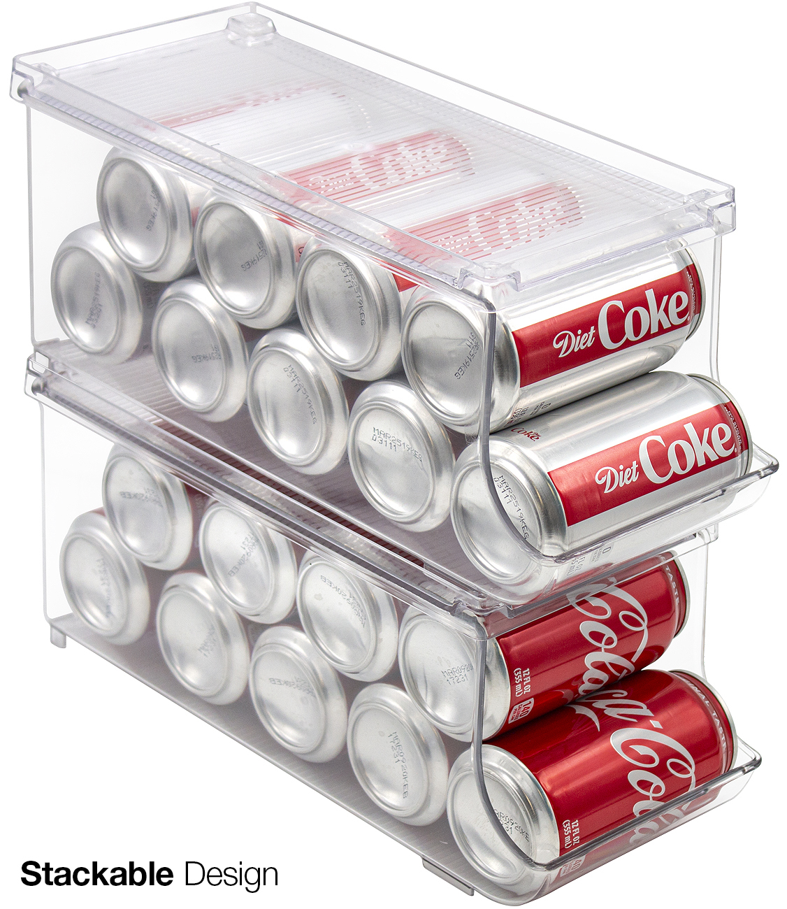 Sorbus Clear Soda Can Organizer with Lid for Refrigerator and Pantry – 9 Cans Capacity, BPA-Free - 2-Pack - image 2 of 6