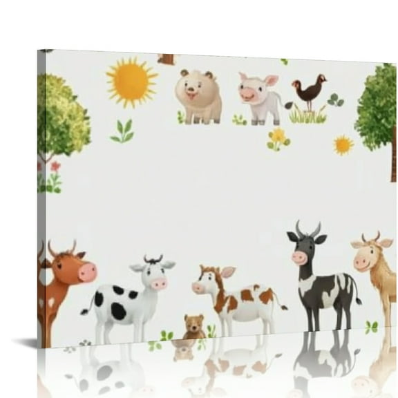 SHERONV Farm Animals Art Modern Canvas Prints Wall Decor 16x20 20x16in