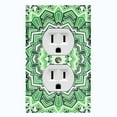 thumbnail image 1 of Metal Light Switch Plate Cover Green Mandala Icy Flower Tile Pattern MDL049, 1 of 13