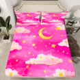 thumbnail image 2 of Feelyou Dreamy Cloud Galaxy Bed Sheets, Cartoon Stars Print King Sheets, Watercolor Pink Sheet Set, Lightweight Room Decor, 4 Pieces, 2 of 7